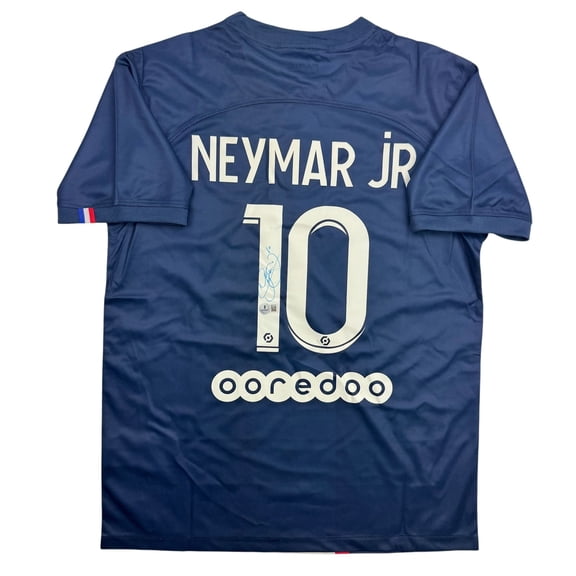 Collectible Autographed/Signed Neymar Jr. PSG Paris Saint-Germain Blue Soccer Futbol Jersey Beckett BAS COA