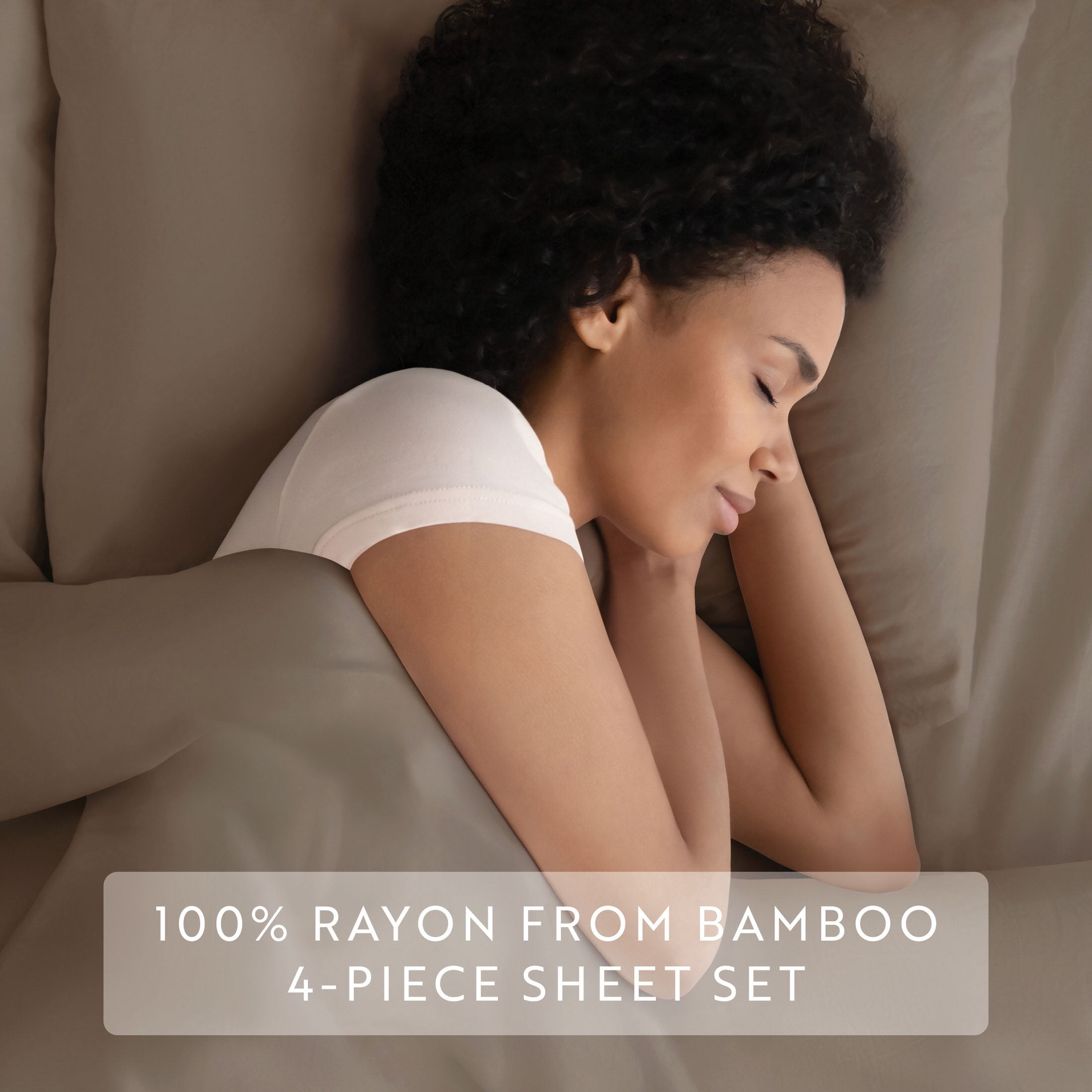 Noble Linens Rayon from Bamboo 4 Piece Luxury Bed Sheet Set, Taupe, Queen