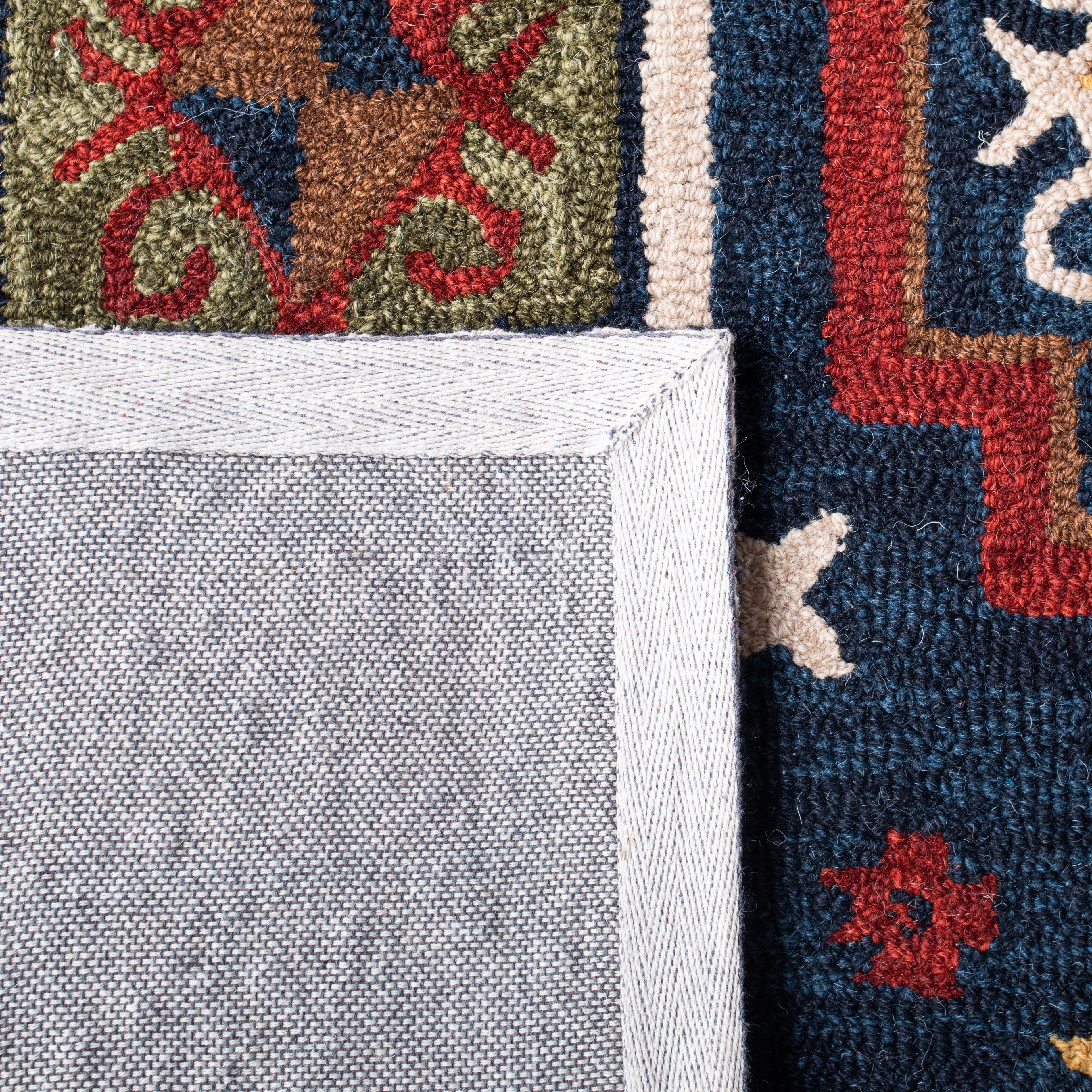 SAFAVIEH Heritage Damjana Tribal Wool Area Rug, Navy/Red, 4' x 6'