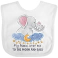 thumbnail image 3 of Inktastic My Nana Loves Me to the Moon and Back Elephant Family Boys or Girls Baby Bib, 3 of 4