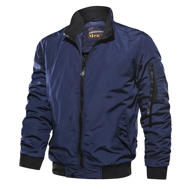 RKSTN Jackets for Men And Winter Casual Solid Color Tooling Wind Jacket Zipper Coat Fall and Winter Long Sleeve Jacket Coats
