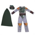 thumbnail image 2 of Boba Fett Custom Boys Hero Black Bodysuit Halloween Cosplay Spandex Jumpsuit with Mask, 2 of 5