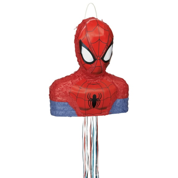 Spider-Man Pull String Spiderman Pinata, Cardboard Multicolor, 18" x 15"