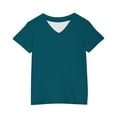thumbnail image 5 of Posijego Kids Girls Summer Tops V Neck Plain Short Sleeve Shirts Teens Casual Loose Tees T-Shirts Blouses, 5 of 5