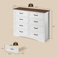 thumbnail image 3 of 8 Drawers Dresser, Gizoon Wooden Large Storage Cabinet with Metal Handle, White Dresser for Bedroom with Rustic Top, 3 of 9