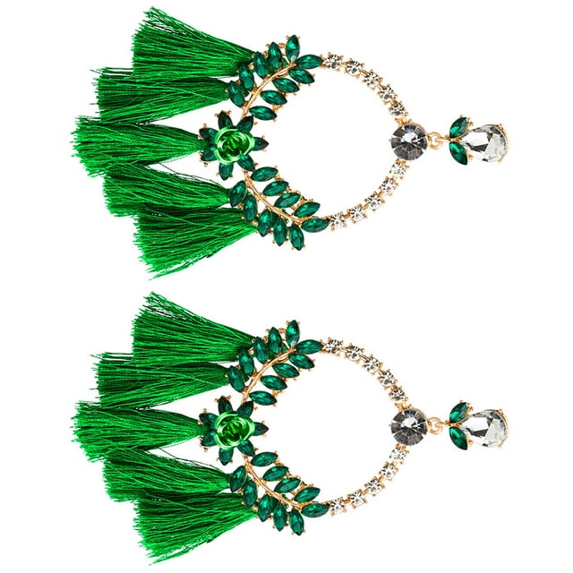 Pendientes Qarigey Aleación Borla Colgante Multicolor Verde