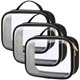 thumbnail image 1 of Neceser PACKISM aprobado por la TSA transparente con asa, paquete de 3, negro, 1 of 7