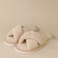thumbnail image 4 of KEVCHE Womens Fuzzy Slippers ,Cross Band Foam Open Toe Soft House Shoes ,Anti-Slip Indoor Outdoor Comfortable Bedroom Slippers for Everyday Lounging, 4 of 9