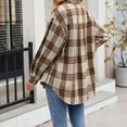 thumbnail image 6 of Towmus Womens Flannel Plaid Shirts Roll Up Long Sleeve Mid-Long Casual Boyfriend Shirts with Pockets, 6 of 7
