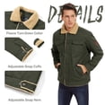 thumbnail image 5 of Men's Winter Thick Cotton Jacket Sherpa Lined Warm Trucker Casual Cargo Coat with Multi Pocket Army Green M, 5 of 6