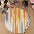thumbnail image 3 of Orange Gray Round 15 Inch Placemats Set of 6, Retro Country Abstract Ombre Aesthetic HeatResistant Non Slip Place Mats for Dining Table, Wipeable Braided Kitchen Table Mats for Housewarming, 3 of 9