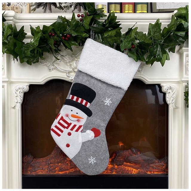 Medias de Navidad de tartán gris plateado con pingüino, reno de Papá Noel, bordado, venta al por mayor