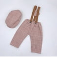 thumbnail image 5 of Coerni Baby Boy Suits Wedding Dress Gentleman Outfit Plaid Suspender Pants Overalls + Beret Hat Set New Born Baby Girls Jumper, 5 of 5