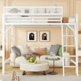 thumbnail image 2 of Mirightone Full Size Loft Bed with Storage, Metal Loft Beds with Upper Shelf, High Loft Bed Frame with Ladder, Lofted Full Bed for&nbsp;Teens, White Loft Bed, 2 of 7