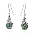 thumbnail image 2 of Precious Orb Rainbow Abalone Shell Sterling Silver Dangle Earrings, 2 of 5