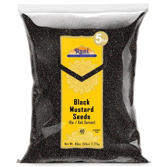 Rani Black Mustard Seeds Whole Spice (Kali Rai) 80oz (5lbs) 2.27kg Bulk ~ All Natural | Gluten Friendly | NON-GMO | Kosher | Vegan | Indian Origin