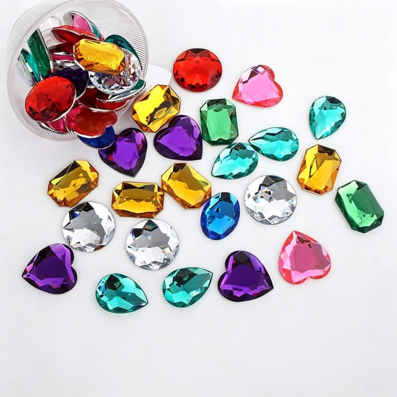 mirlewaiy Large Gem Stickers, 128 Pieces Self-Adhesive Rhinestones for Crafts