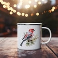 thumbnail image 7 of Bird Watching Mug, Pine Grosbeak Song Bird Camping Mug, 12oz Camping Mug, White Stainless Steel Cup with Handle, 7 of 7