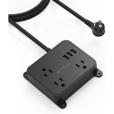 

TROND Power Strip with USB Wall Mountable 10ft Long Extension Cord for 3 USB and 3 AC Outlets Black
