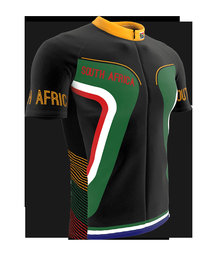 South Africa Full Zipper Bike Short Sleeve Cycling Jersey for Men