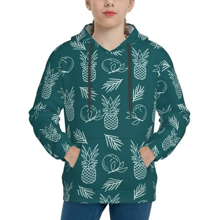 Rocae Tropical Pineapple for Hoodie for Boys Sweatshirts for Teen Girls Youth Hoodie-Large
