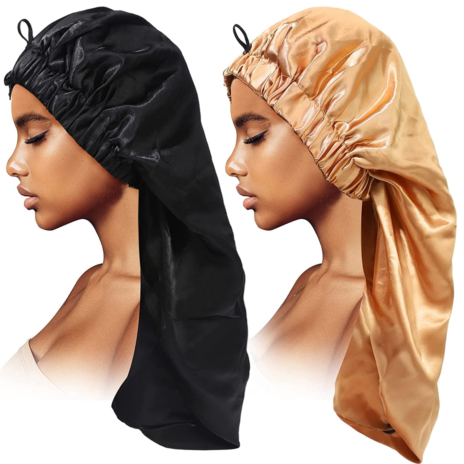 2PCS Satin Hair Braid Bonnet,Foldable 