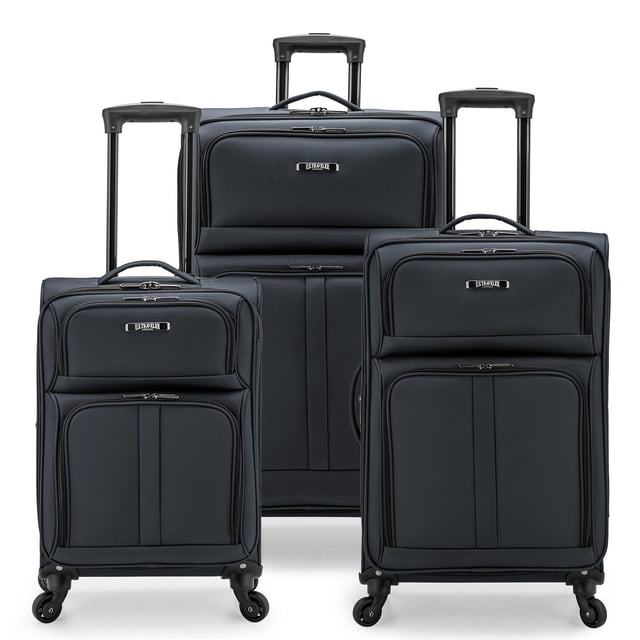 U.S. Traveler Anzio Softside Expandable Spinner Luggage, Dark Grey, 3-Piece Set (22/26/30)
