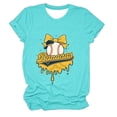 thumbnail image 2 of Wang6 Womens Trendy Plus Size Graphic T Shirts Summer Short Sleeve Loose Tops Causal Baseball Bananas Printed Crew Neck Tees 0624liLight Blue XXL, 2 of 3