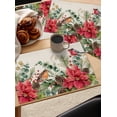 thumbnail image 5 of 2024 Placemat Christmas Berries Tree Robin Poinsettia 4/6pcs Pads Kitchen Accessories Dining Table Mat Coaster Festival Tableware, 5 of 7
