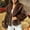 Brown, variant on SwiftWear Women's Winter Faux Fur Cropped Jacket Plus Size Lapel Open Front Shaggy Furry Plush Coat Casual Loose Fit Outerwear​, Brown