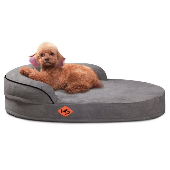 Laifug Memory Foam Oval Dog Bed (31x21x7Inches, Dark Gray), Orthopedic Dog Bed for Dogs with Durable Waterproof Liner & Removable Washable Cover & Nonskid Bottom