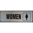thumbnail image 3 of Women Restroom Sign -Two-Sided/Double Sided Projecting, Corridor and Hallway Sign (Aluminum, Silver, 4x12 Inch)-The Hallway Line(ref062022), 3 of 5
