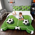 thumbnail image 3 of Manfei Soccer Sport Queen Comforter Set, Football Field Comforter Sets Queen, Green White 03, Reversible 3 Pieces 1 Comforter and 2 Pillowcases, 3 of 6
