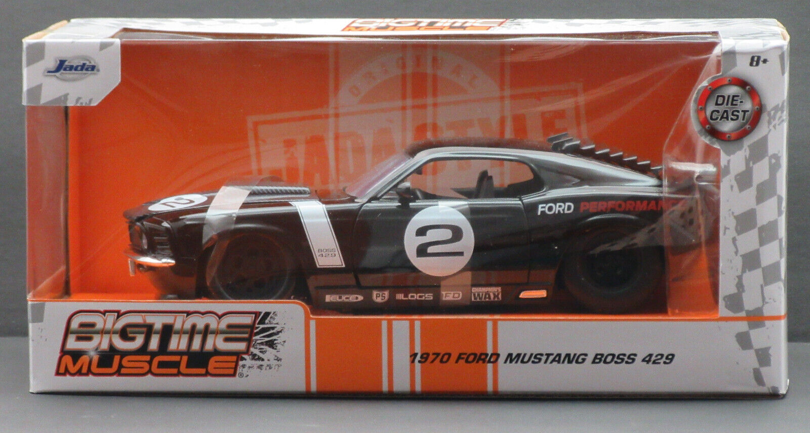 1970 Ford Mustang Boss 429 ~ Die Cast Car ~ 1:24 ~ Bigtime Muscle ~ Black(Selections May Vary)