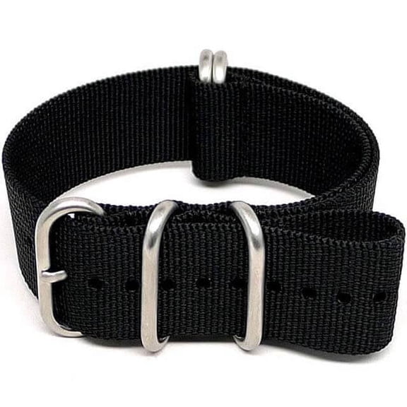 Da Luca Ballistic Nylon Military Watch Strap - Black (Matte Buckle) : 22mm