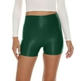 thumbnail image 4 of Bxsruta Leather Shorts Womens Shorts for Summer High Waist Casual Shorts Elastic Faux Leather Pants Green S, 4 of 6