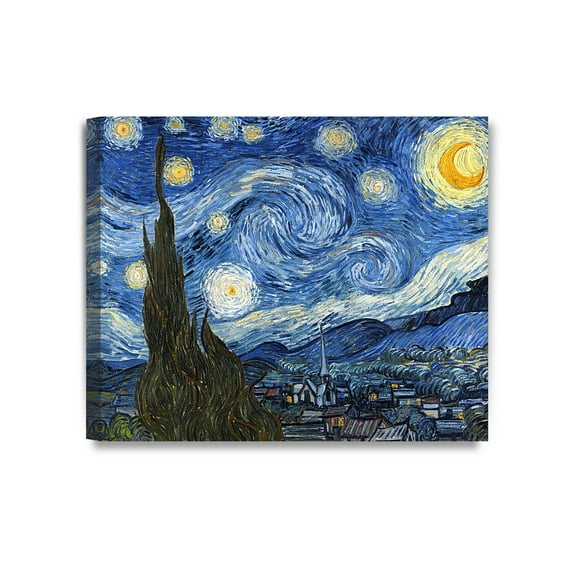 DECORARTS - Starry Night by Vincent Van Gogh. Oil Painting Reproduction. Giclee Print on Canvas. Ready to Hang Wall Art for Home and Office Decor. 24x20