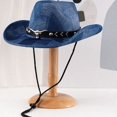 thumbnail image 4 of Slccxzc Polyester Wide Brim Cowboy Hat Adult Adjustable Outdoor Sun Hat, 4 of 7
