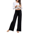 thumbnail image 4 of Xuanfei Women Solid Color High Waist Drawstring Wide Leg Yoga Pajama Lounge Pants, 4 of 6