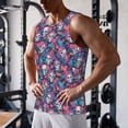 thumbnail image 5 of Gukieu flower Skull leaf colorful Print Men's Quick Dry Fitness Vest, Round Neck Sleeveless Fitness Bodybuilding Top-XX-Large, 5 of 7