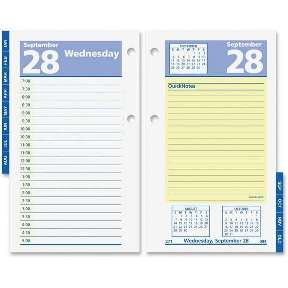 At A Glance  QuickNotes Daily Desk Calendar Refill, Paper - White