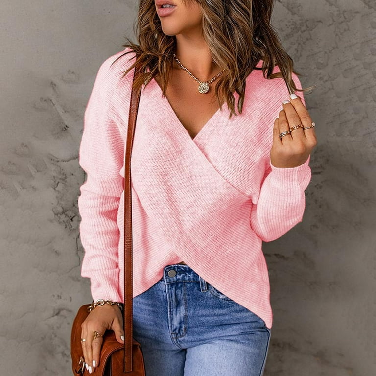Sexy Cross Solid Color V- neck Knitting Sweaters Sexy Cross Solid Color V- neck Knitting Sweaters