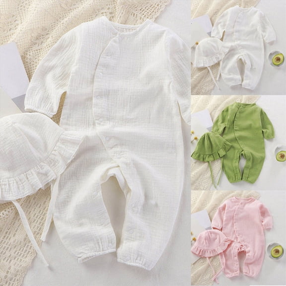 12-24 Months Newborn Baby Spring And Climbing Wear Long Jumpsuit Button One-Piece Footed Romper Newborn Gift