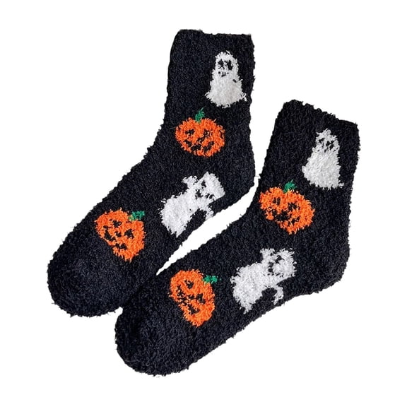 Cozy Autumn Winter Socks, Soft Footwear for Home Comfort Sleep, Cute Halloween Themed Casual Knit Stockings
