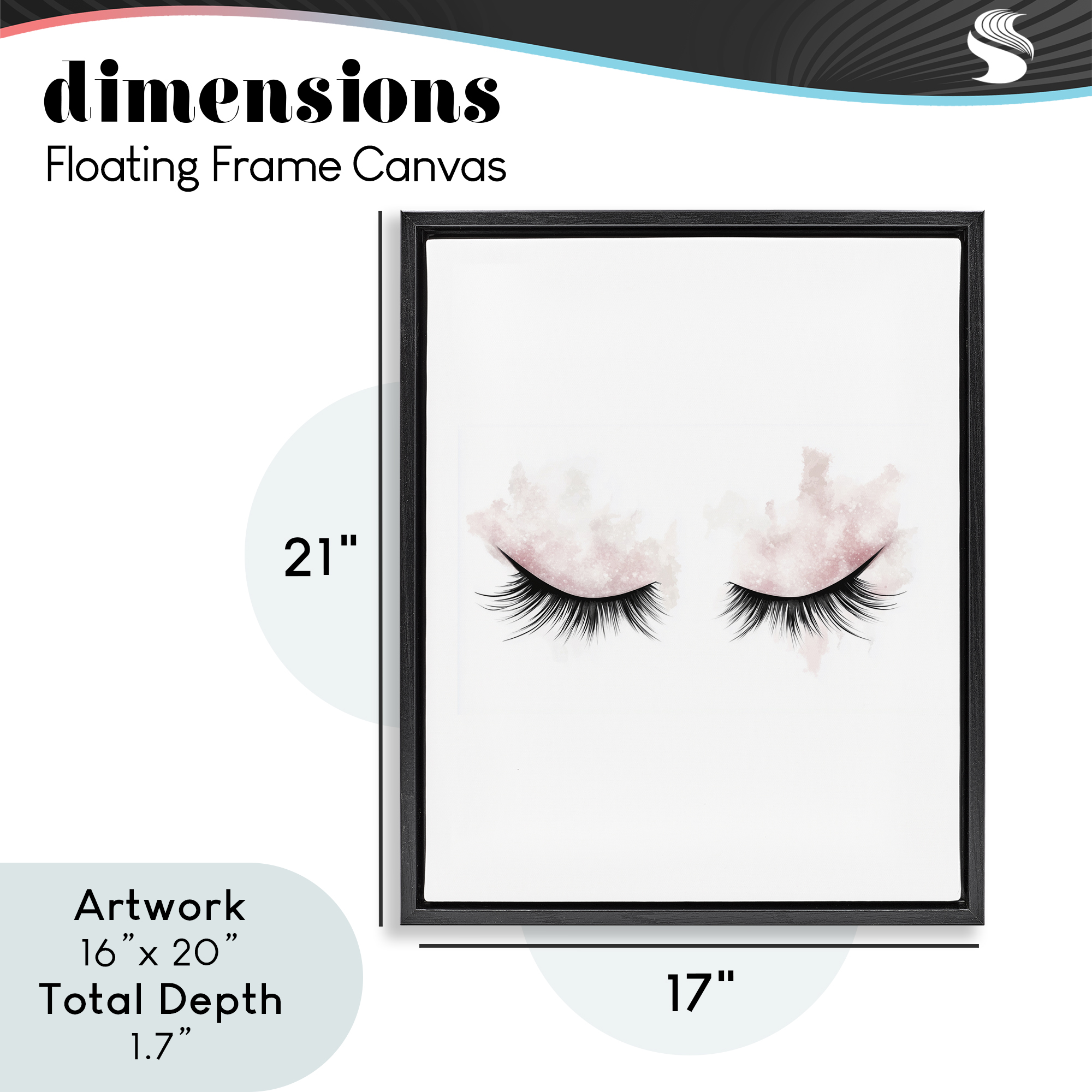 Pastel Pink Makeup & Lashes Black Framed Floater Canvas Wall Art, design by Christine Simpson Art