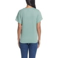 thumbnail image 3 of Weatherproof Vintage Women's Tie Front T-Shirt V-Neck Braided Knit Top-Green / M, 3 of 6