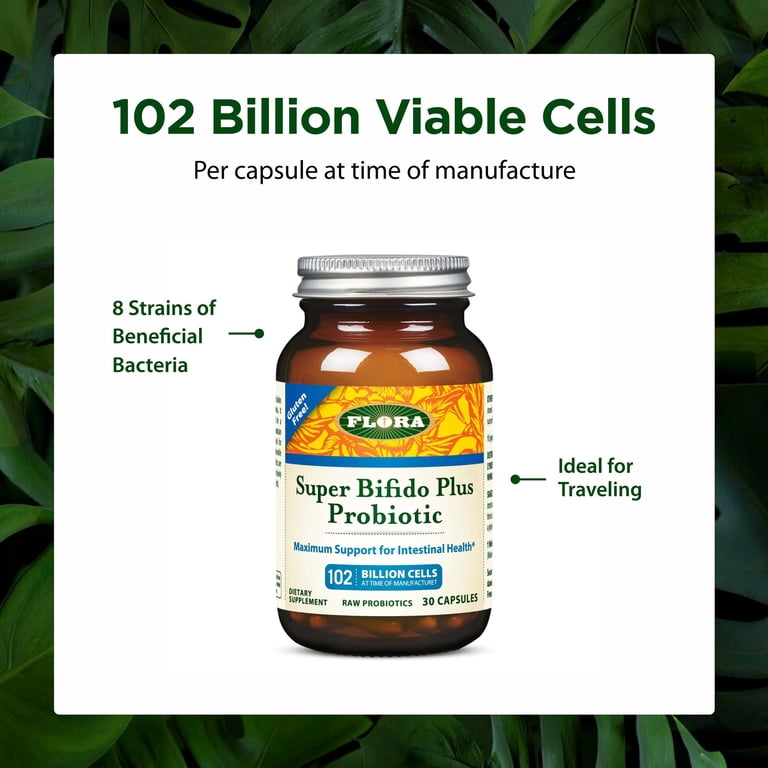 Flora Super Bifido Plus 102 Billion CFU, Raw Probiotics for Men