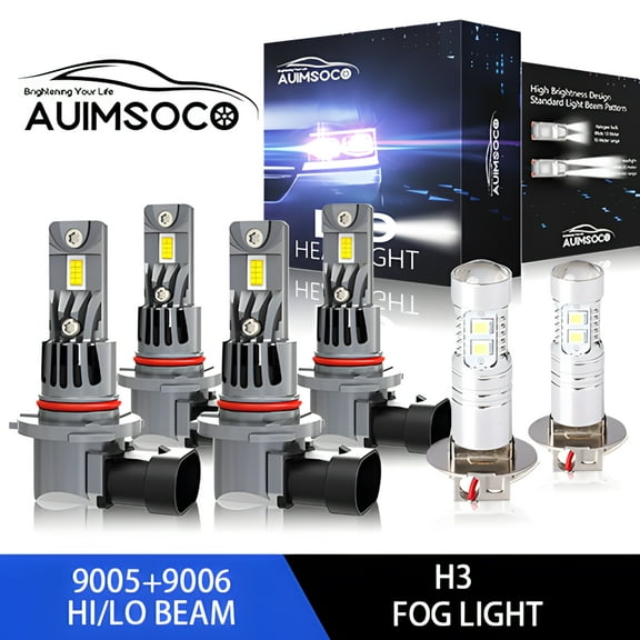 For Chevrolet K1500 Suburban 1993-1996 1997 1998 1999 9005 9006 H3 LED Headlight Combo High/Low Fog Light 6-Pack Bulbs Super Bright White 8000 Lumens Kits 6000k Easy Install