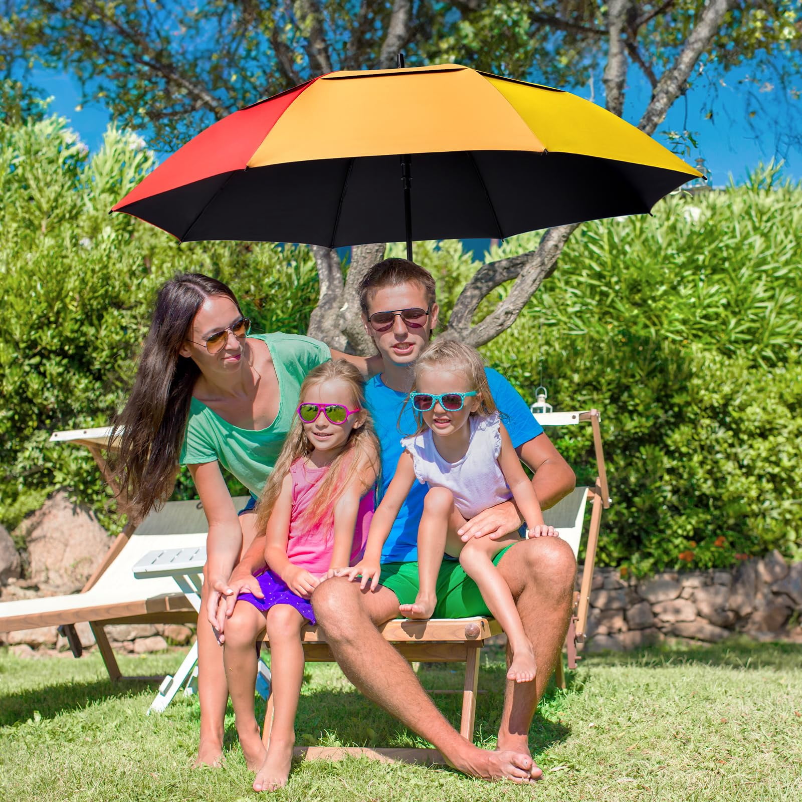 G4Free 47/54/62/68 Inch UV Protection Golf Umbrella Auto Open Vented Double Canopy Oversize Extra Large Windproof Sun Rain Umbrellas