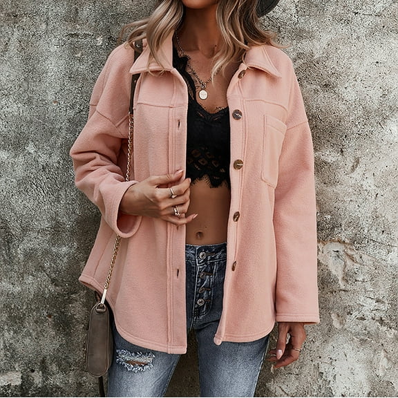 ICHUANYI 2023 Women's Fall Winter Shirts Button Down Long Sleeve Blouses V Neck Casual Solid Loose Tops